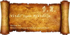 Vitályos Miklós névjegykártya